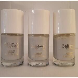 Believe Beauty Nail Polish, Shark Tooth , Lot of 3 No. 38, Gloss